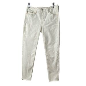 Calvin Klein Jeans Womens White Ankle Skinny Raw Hem Mid Rise Stretch Size 30